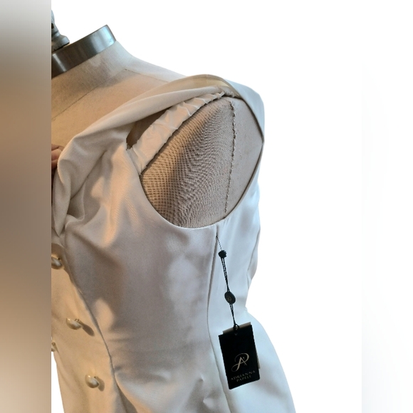 NEW ADRIANNA PAPELL Womens Ivory Off Shoulder Midi Formal Hi-Lo - Picture 6 of 9